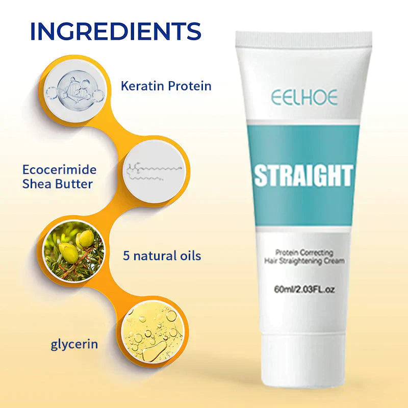 Keratin Hair Straightening Cream (Korean, Unisex) - Silky Smooth Hair for All